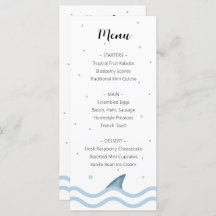 Shark Baby Shower Menu with Shark Fin & Bubbles