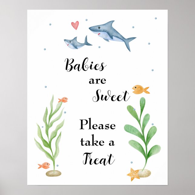 Shark Baby Shower Please Take a Treat Sign (Front)