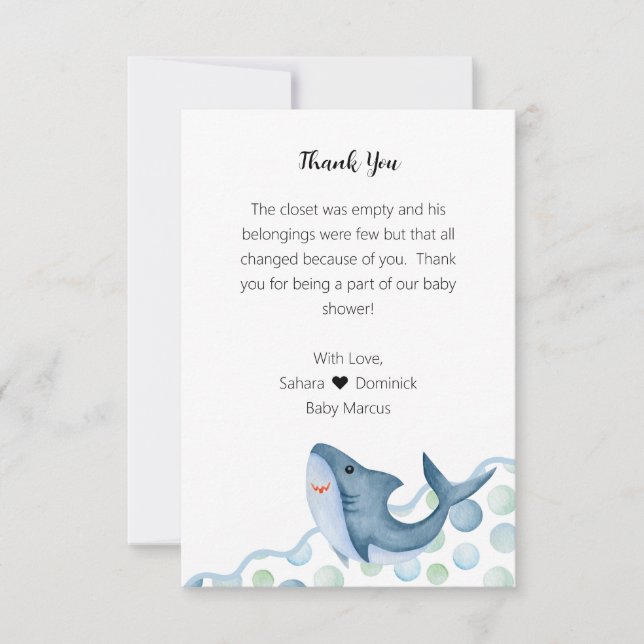 Shark Baby Shower Thank You Card (Front)