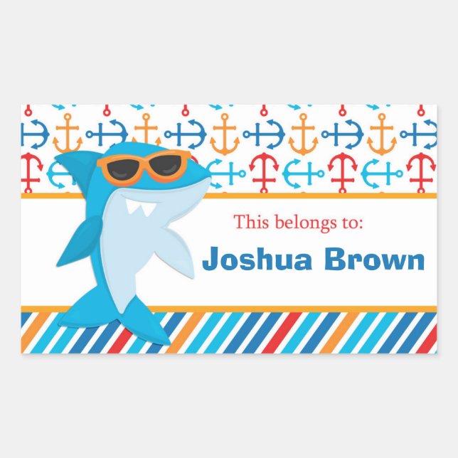 Shark Back to School Personalized Labels (Front)