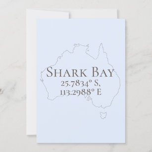 Shark Bay Australia Latitude & Longitude  Card