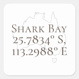 Shark Bay Australia Latitude & Longitude  Square Sticker