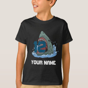 Shark birthday boy name and age T-Shirt