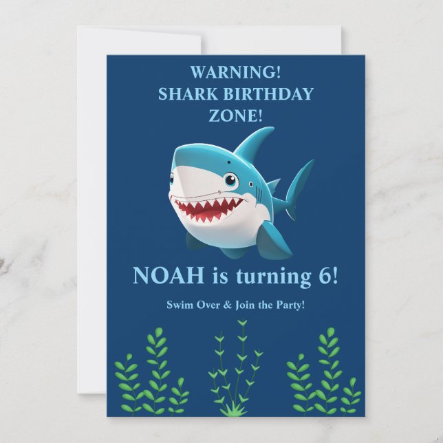 Shark Birthday Invitation Boy | Editable  (Front)