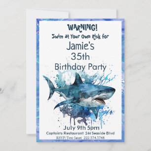 Shark Birthday Invitation, Shark Attack, Invitation