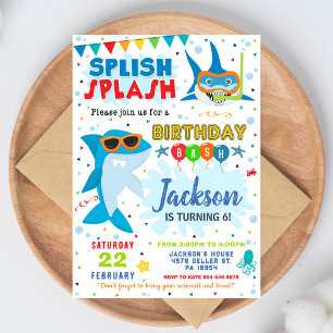 Shark Birthday Invite Splish Splash Birthday Bash
