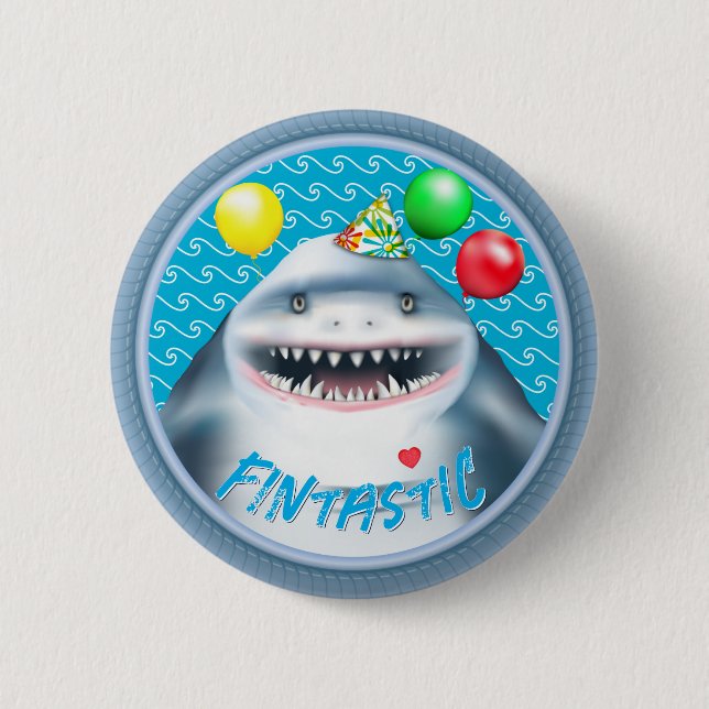 Shark Birthday Kids 2 Inch Round Button (Front)