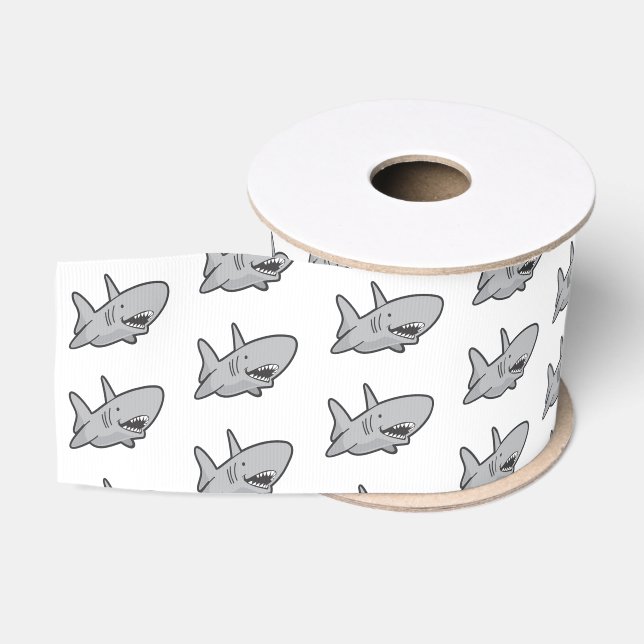 Shark birthday Party Blue and White Grosgrain Ribbon (Spool)