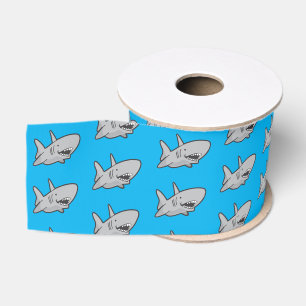 Shark birthday Party Blue Grosgrain Ribbon