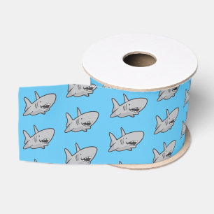 Shark birthday Party Blue Grosgrain Ribbon