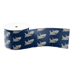 Shark birthday Party Blue Grosgrain Ribbon