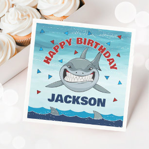 Shark Birthday Party Boys Paper Napkin