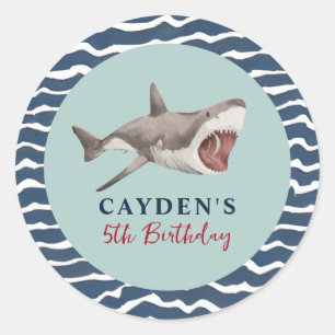Shark birthday Party Classic Round Sticker