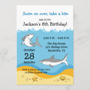 Shark Birthday Party Invitation