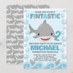 Shark Birthday Party Invitation Invite