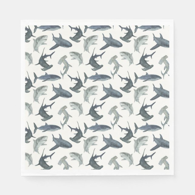 Shark Birthday Party Napkins | Beach Club Sharks (Front)
