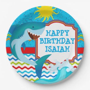 Shark Birthday Party Personalized Paper Plates