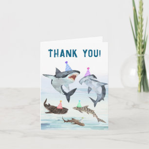 Shark Birthday Pool Party Personalized Thank You Card