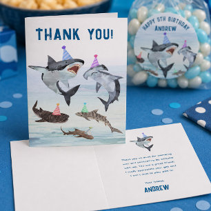 Shark Birthday Pool Party Personalized Thank You Card