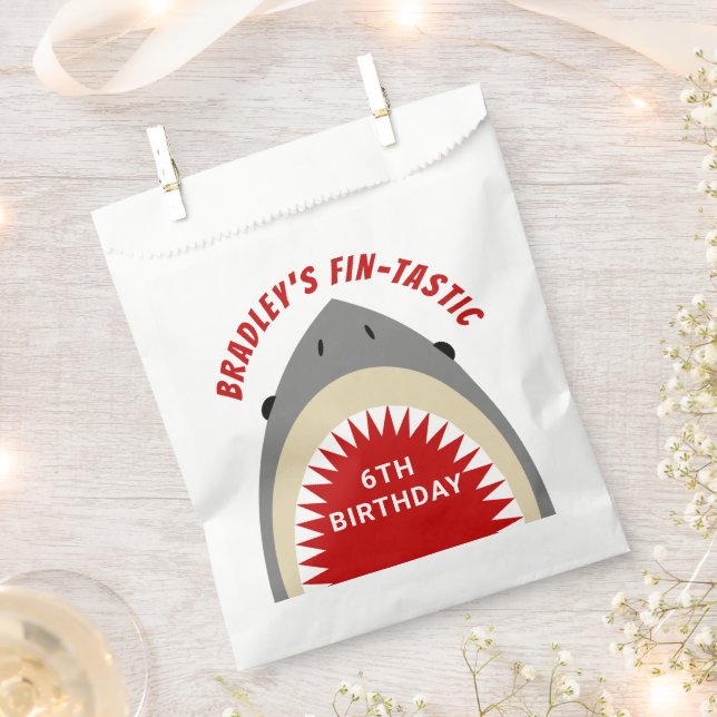 Shark Bite Any Age Birthday Party Favour Bag (Clipped)