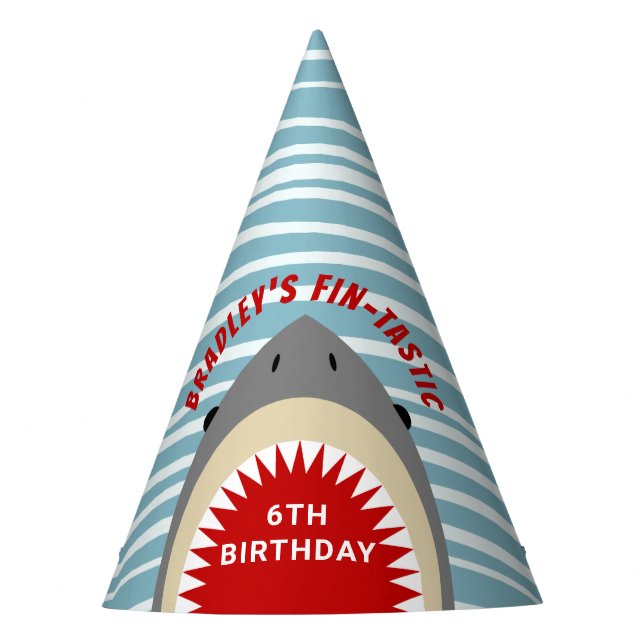 Shark Bite Any Age Birthday Party Hat (Front)