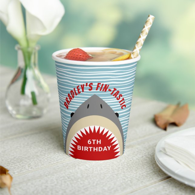 Shark Bite Any Age Birthday Party Paper Cups (Insitu)