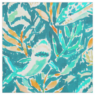 Shark Bite Aquamarine Ocean Life Watercolor Fabric