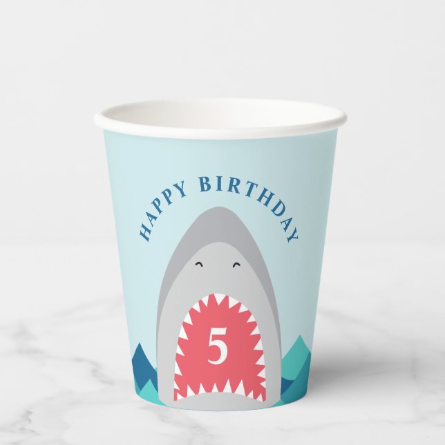 Shark bite birthday Party Paper Cups (Front)