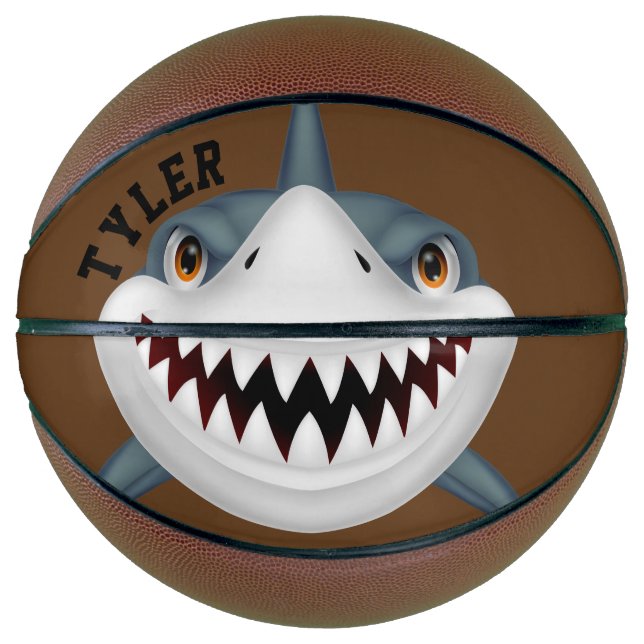 Shark Bite Personalize on Brown Background Basketball (Front)
