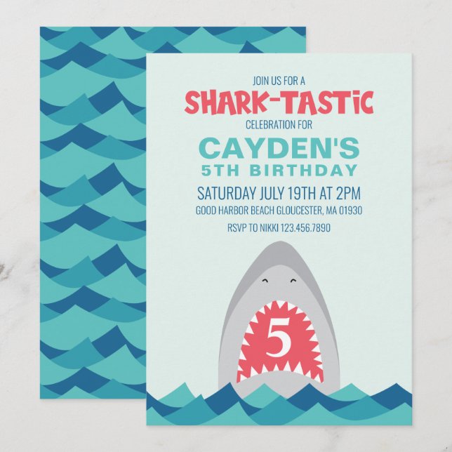 Shark Bite sharktastsic anniversaire Invitation (Devant / Derrière)