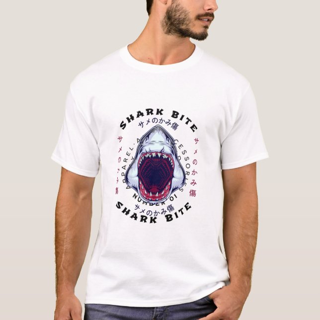 shark, bite | Stylish Modern Trendy Gift T-Shirt (Front)
