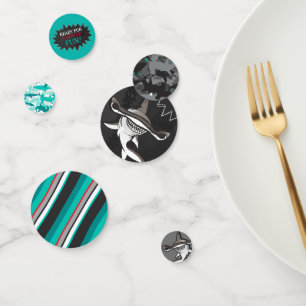 Shark Black & Teal Camouflage Pattern Balloon Confetti
