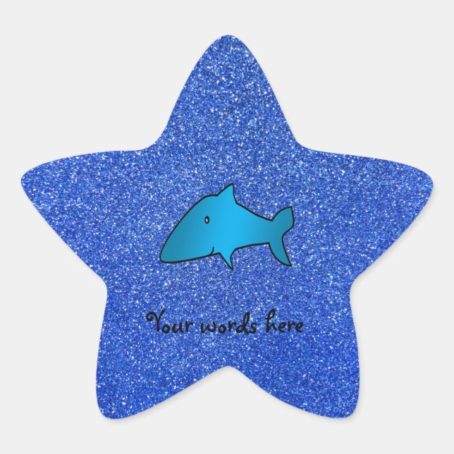 Shark blue glitter star sticker (Front)