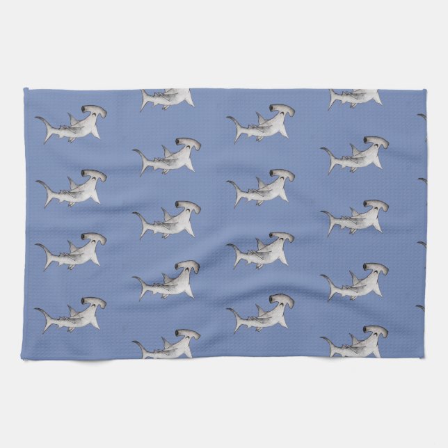 Shark blue kitchen tea towel (Horizontal)