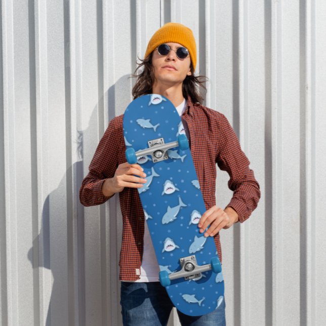 Shark Blue White Skateboard (Creator Uploaded)