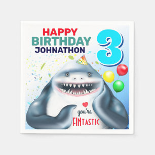 Shark Blushing Kids Birthday Napkin