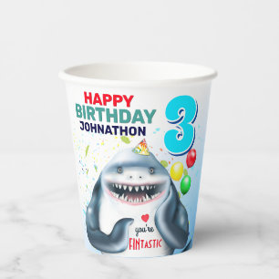 Shark Blushing Kids Birthday Paper Cups