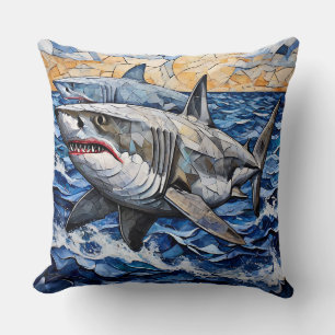 Shark Bold Marine Wildlife Home Décor 🦈🌊 Throw Pillow