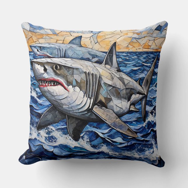 Shark Bold Marine Wildlife Home Décor 🦈🌊 Throw Pillow (Front)