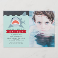 Shark Boy Navy Blue Pool Photo Birthday