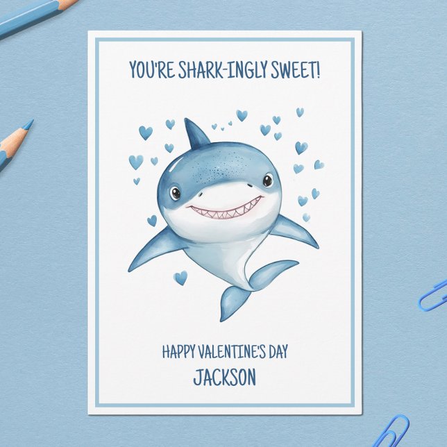 Shark Boys Classroom School Happy Valentine's Day Holiday Card (Shark Boys Classroom School Happy Valentine's Day Holiday Card)