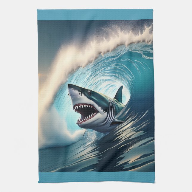 Shark Bump and Bite Kitchen Towel (Vertical)