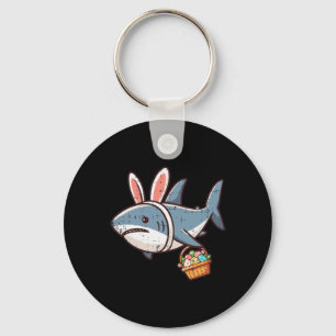 Shark Bunny Easter Eggs Funny Hunt Girls Boys Kids Keychain