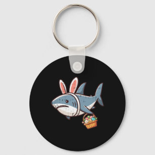 Shark Bunny Easter Eggs Funny Hunt Girls Boys Kids Keychain
