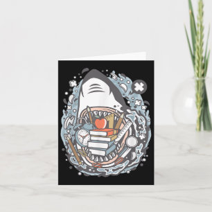 Shark Cartoon Outfit School  Card