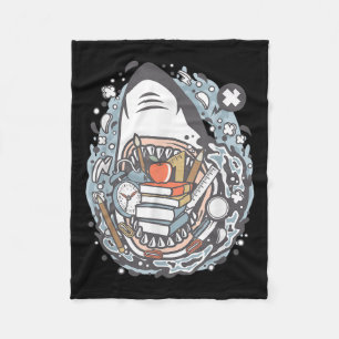 Shark Cartoon Outfit School Fleece Blanket