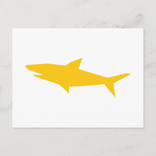 Shark Cartoon Yellow Silhouette Postcard