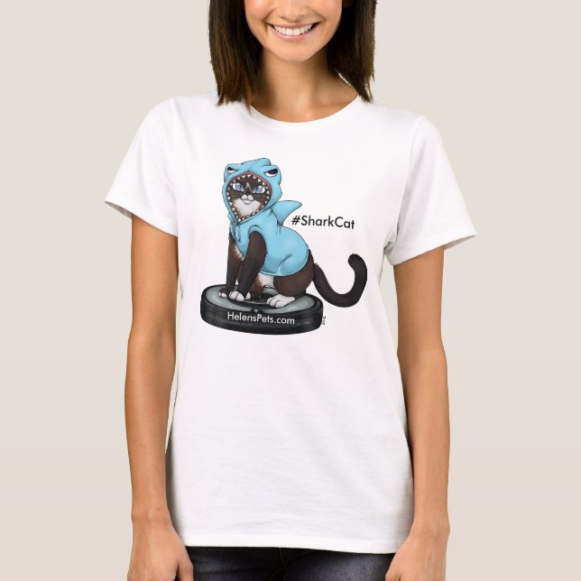 Shark Cat t-shirt Happy Shark Week from #SharkCat (Front)