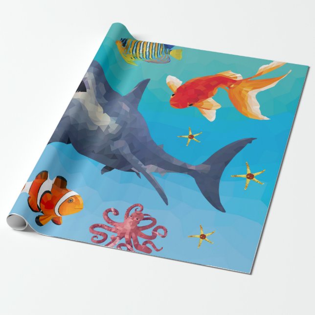 Shark Children Party Wrapping Paper (Unrolled)