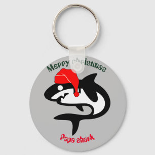 shark christmas family, customize personalized keychain
